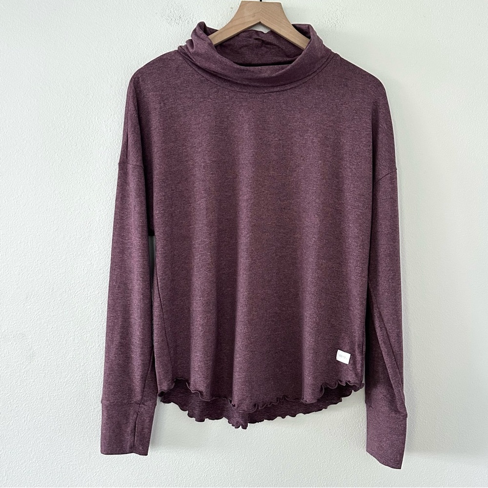 Soybu So Soft Womens Purple Heather Long Sleeve Top Funnel Neck Size S Comfort